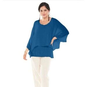 OH MY GAUZE 100% Cotton Twins Tunic Top Sz L/XL Casual Bohemian Lagenlook Travel